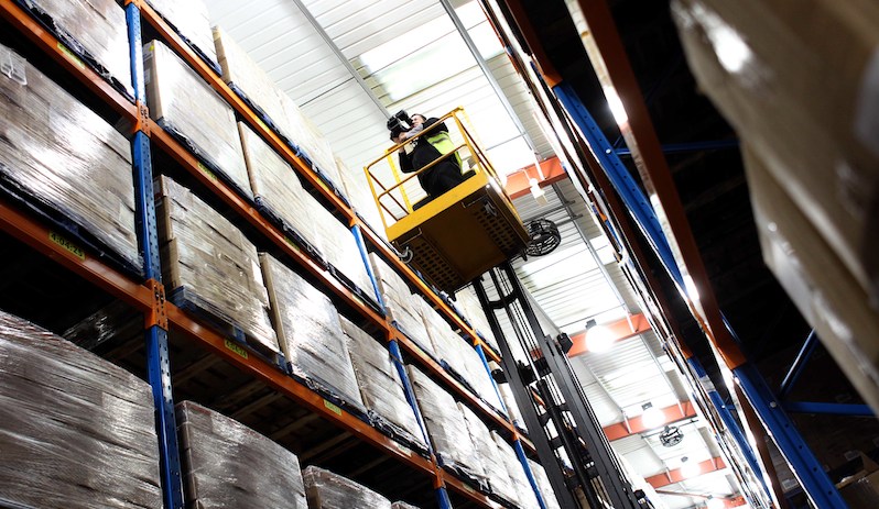 camerman in fork lift