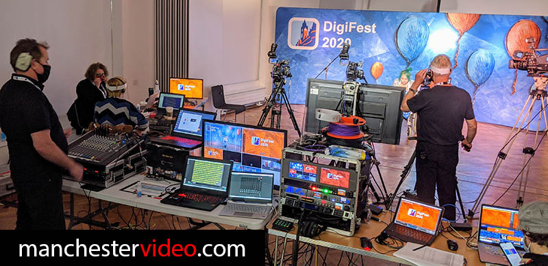 Livestreaming video production behind the scenes shot